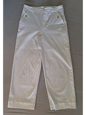 SPANX Stretch Twill Cropped Wide Leg Pant White Large